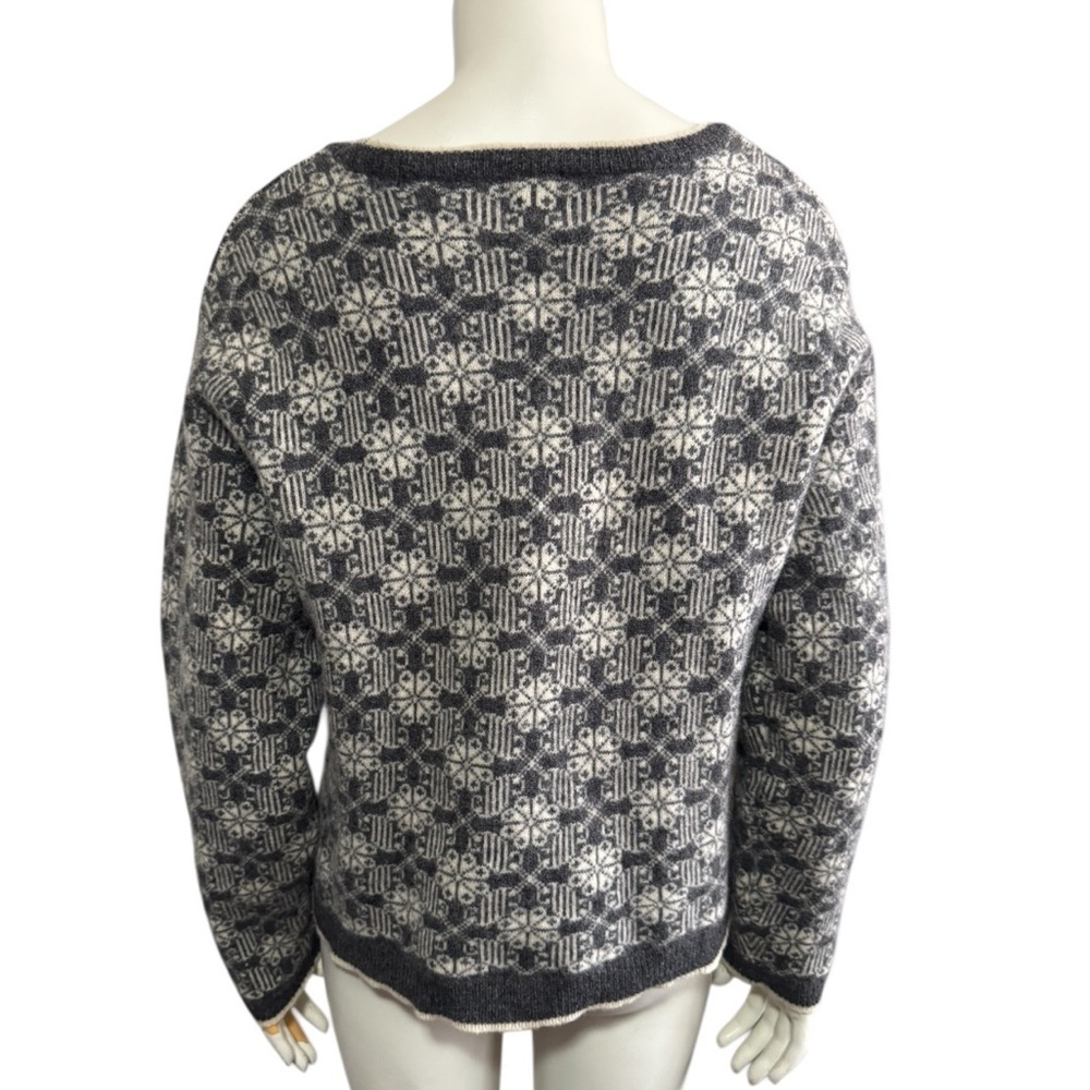Vintage Gap Fair Isle Lambswool Cardigan Sweater Nordic Snowflake Women’s Large - Picture 4 of 13
